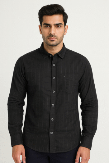 Men’s Black Pinstripe Slim Fit Shirt