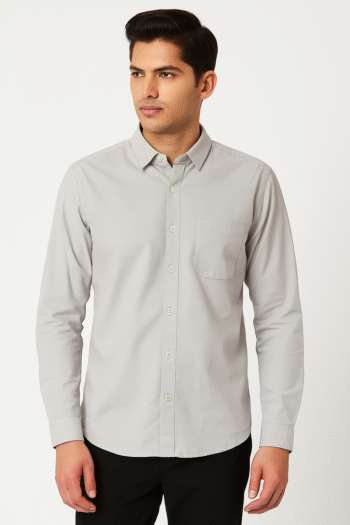 Men’s Light Grey Slim Fit Formal Shirt