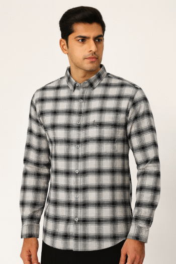Men’s Grey & Black Checked Casual Shirt
