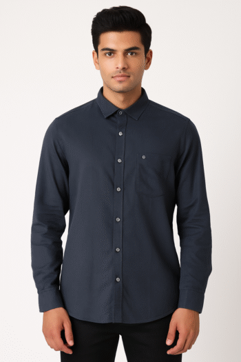 Men’s Navy Blue Plain Casual Shirt