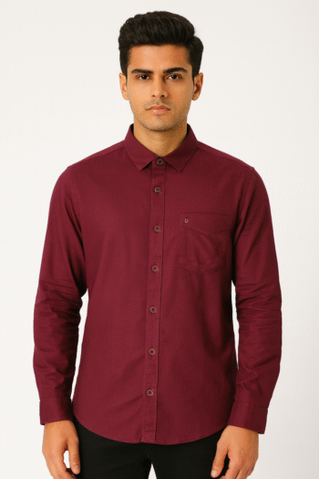 Men’s Maroon Plain Casual Shirt