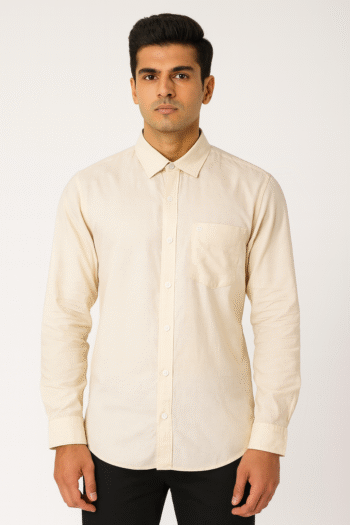Men’s Cream Plain Casual Shirt
