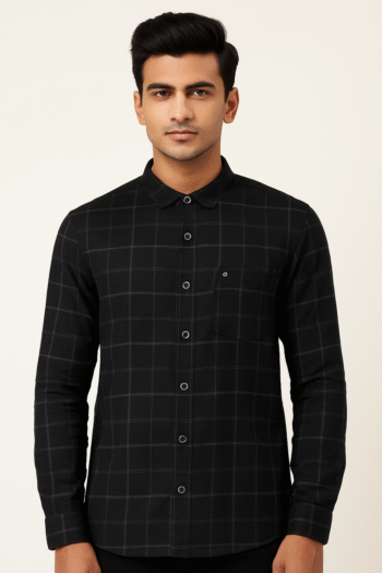 Men’s Black Checkered Casual Shirt