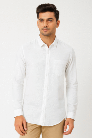 Men’s Classic White Solid Slim Fit Shirt