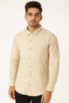 Men’s Beige Solid Slim Fit Shirt