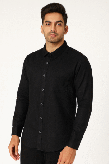 Men’s Classic Black Solid Slim Fit Shirt