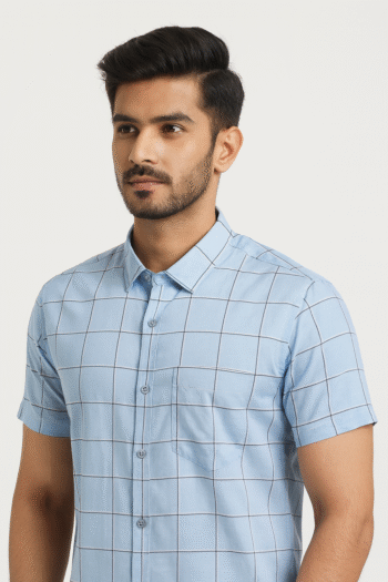 Men’s Grey Printed Short Sleeve Casual Shirt