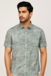 Men’s Sage Green Printed Casual Shirt