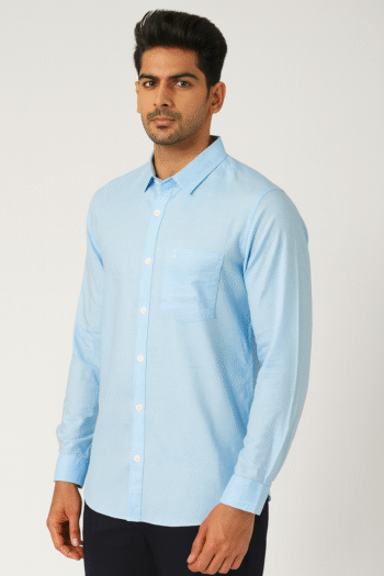 Men’s Sky Blue Solid Slim Fit Shirt