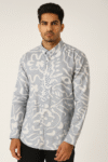 Men’s Light Grey Abstract Printed Casual Shirt