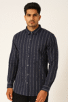Men’s Navy Blue Striped Casual Shirt