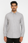 Light Grey Solid Cotton Shirt for Men