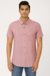 Men’s Striped Rose Pink Short Sleeve Shirt