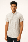 Men’s White Printed Short Sleeve Shirt