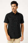 Men’s Black Pinstripe Short Sleeve Shirt