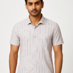 Men’s Light Grey Pinstripe Short Sleeve Shirt