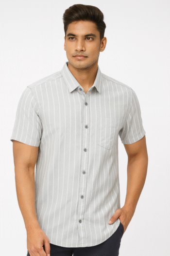 Men’s Maroon & Beige Checked Short Sleeve Shirt