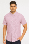 Men’s Red & White Vertical Striped Short Sleeve Shirt