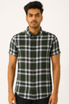 Men’s Green & Grey Checkered Short-Sleeve Shirt
