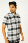 Men’s Black & Grey Checked Short Sleeve Shirt