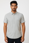 Men’s Grey Striped Short-Sleeve Shirt