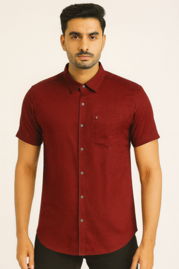 Men’s Solid Maroon Casual Shirt