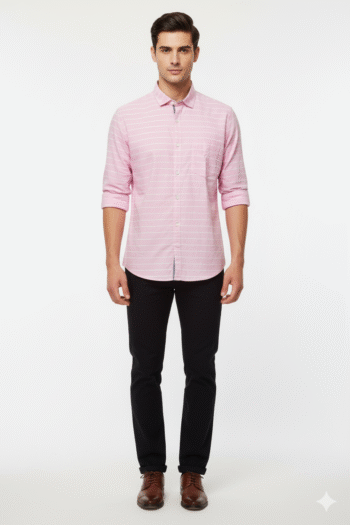 Men’s Pink Striped Casual Shirt