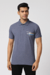 Men’s Blue Polo T-Shirt with Chest Print