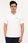 Men's White Textured Polo T-Shirt