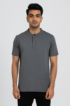 Men’s Grey Mandarin Collar Polo T-Shirt