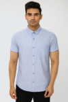 Men’s Solid Light Blue Smart Short Sleeve Shirt