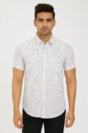 Men’s White Geometric Print Short Sleeve Shirt