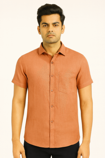 Men’s Terracotta Solid Short Sleeve Shirt