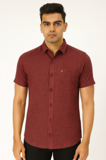 Men’s Solid Maroon Short Sleeve Shirt