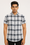 Men’s Black & White Checked Short Sleeve Shirt