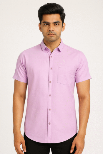 Men’s Solid Light Lavender Short Sleeve Shirt