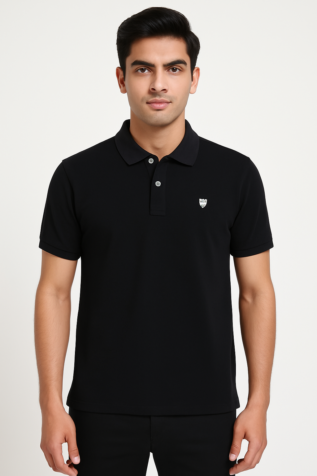 Men’s Classic Black Polo T-Shirt with Embroidered Chest Logo