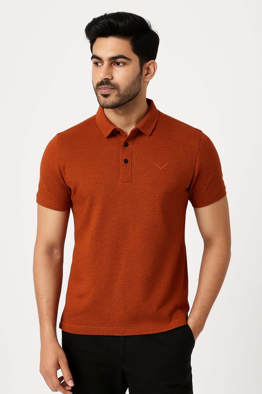 Men’s Rust Orange Polo T-Shirt with Subtle Embroidered Logo