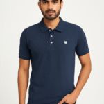 Men's Classic Navy Piqué Polo Shirt with Crest Detail