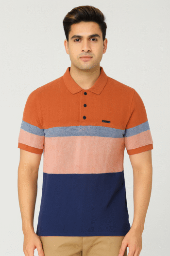 Men’s Multicolor Striped Polo T-Shirt