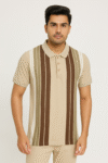 Men's Retro Vertical Stripe Knitted Polo Shirt