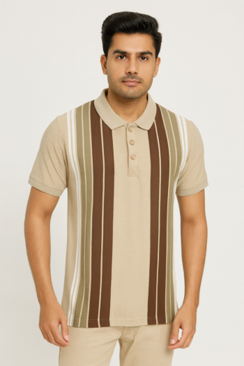 Men's Retro Vertical Stripe Knitted Polo Shirt