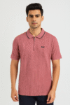 Men's Textured Quarter-Zip Polo Shirt in Dusty Rose