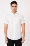 Men’s White Vertical Stripe Short Sleeve Casual Shirt