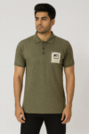 Men’s Olive Green Polo T-Shirt with Chest Patch Detail