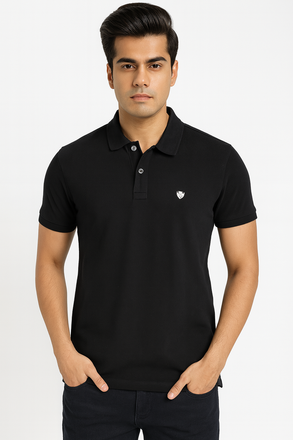 Men’s Black Polo T-Shirt – Premium Solid Cotton Classic
