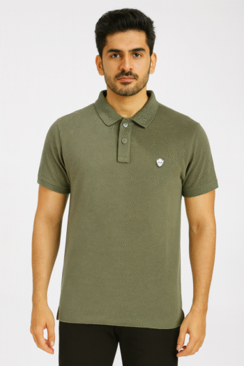 Men’s Olive Green Polo T-Shirt – Classic Solid Cotton Style