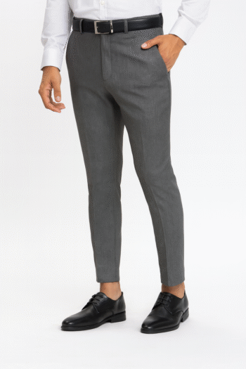 Slim-Fit Charcoal Grey Formal Trousers
