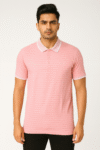 Men’s Light Pink Striped Polo T-Shirt