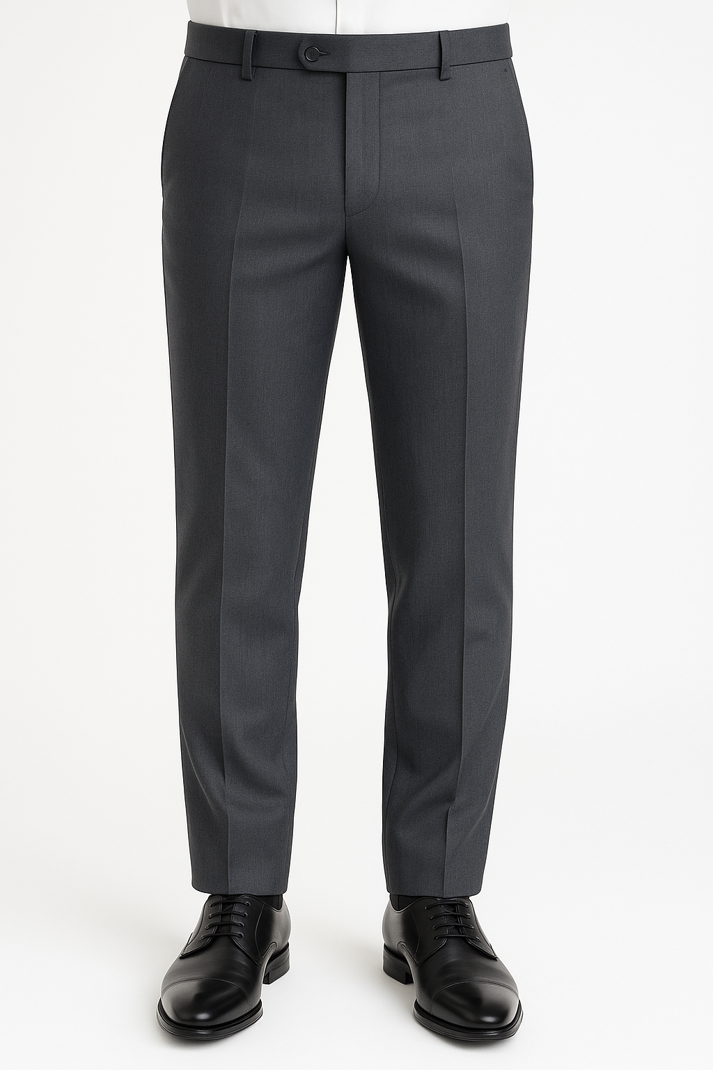 Men’s Charcoal Grey Slim Fit Formal Trousers – Classic Tailored Elegance